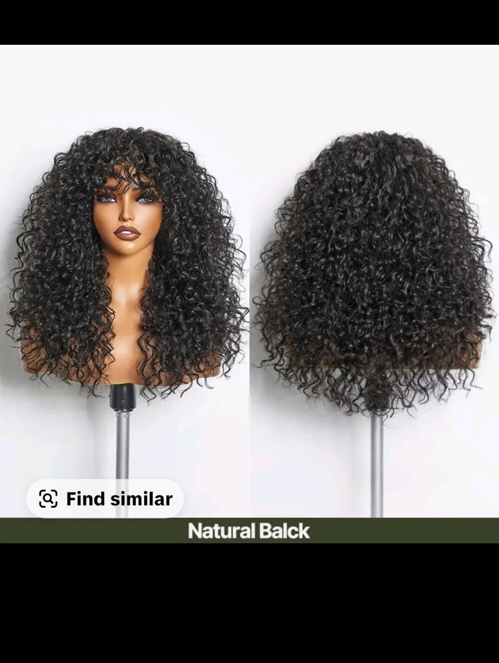 Natural Black Curly Wig - Women Hair Blend